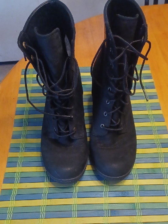 Timberland Shoes - Timberland Women's Black Lace-Up Combat & Moto Boots Size 8.5W